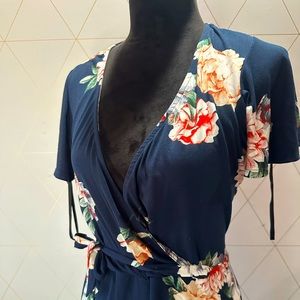 Floral-Print High-Low-Hem Wrap Dress